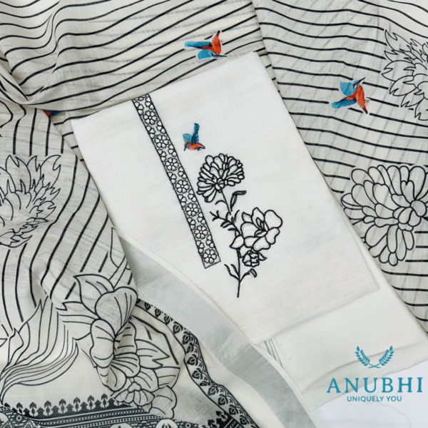 EMBROIDERED LINEN✨  “Embrace the exquisite allure of this beautiful Embroidered linen suit, enhanced by an embroidered linen dupatta”