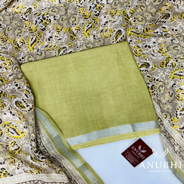 LINEN✨  “Embrace the exquisite allure of this Linen suit, enhanced by an embroidered linen dupatta”