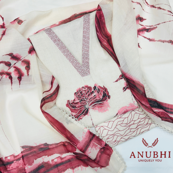 EMBROIDERED COTTON♥️  Beautiful Embroidered Cotton suit perfectly paired with  printed Cotton dupatta.😍