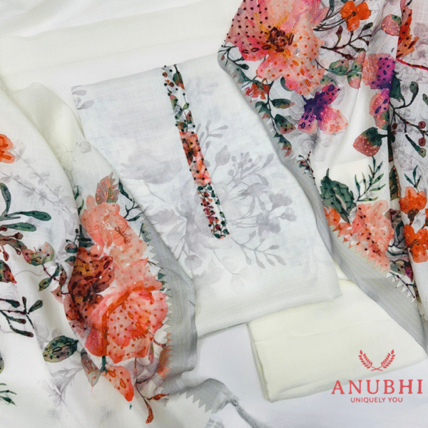 EMBROIDERED LINEN✨  “Embrace the exquisite allure of this beautiful Embroidered Linen suit, enhanced by an embroidered linen dupatta”