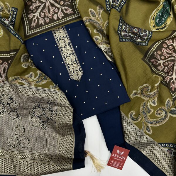 COTTON SILK ✨💙  The perfect pairing of embroidered cotton silk suit and dupatta for timeless charm.✨